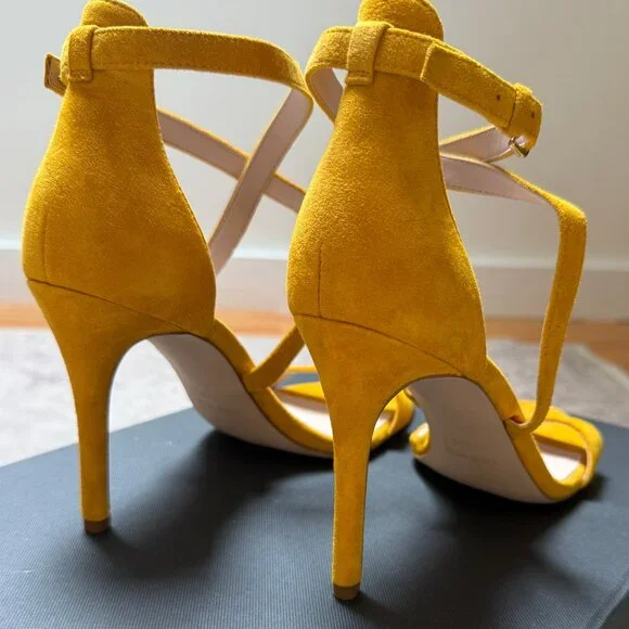NWOT - Nine West Yellow Suede Strappy Heels – Perfect for Summer - Picture 5 of 7